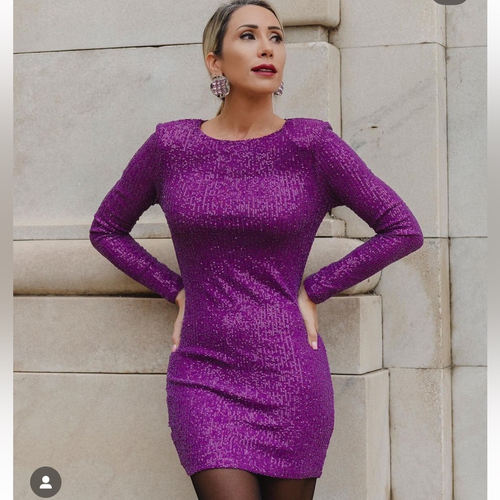 Mango Sequin Shoulder Pad Mini Dress